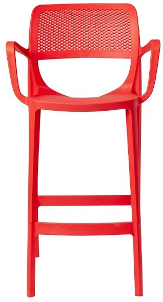 Mila XL záhradná barová stolička červená
