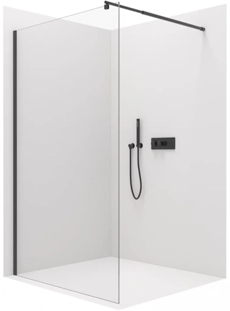 Cerano Onyx, sprchová zástena Walk-in 80x200 cm,8 mm číre sklo, čierny profil, CER-CER-DY101B-80-200