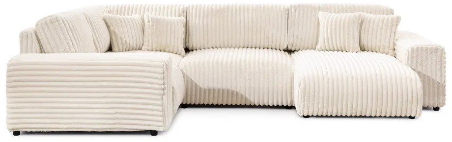 Krémová menčestrová rohová pohovka (ľavý roh/do tvaru "U") Justin – Ropez