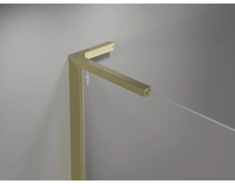 Mexen Mist-H L Duo, 2-krídlový sprchový kút 85 x 115 cm, číre sklo, zlatý lesklý profil, 8A5L-085L-115P-50-00