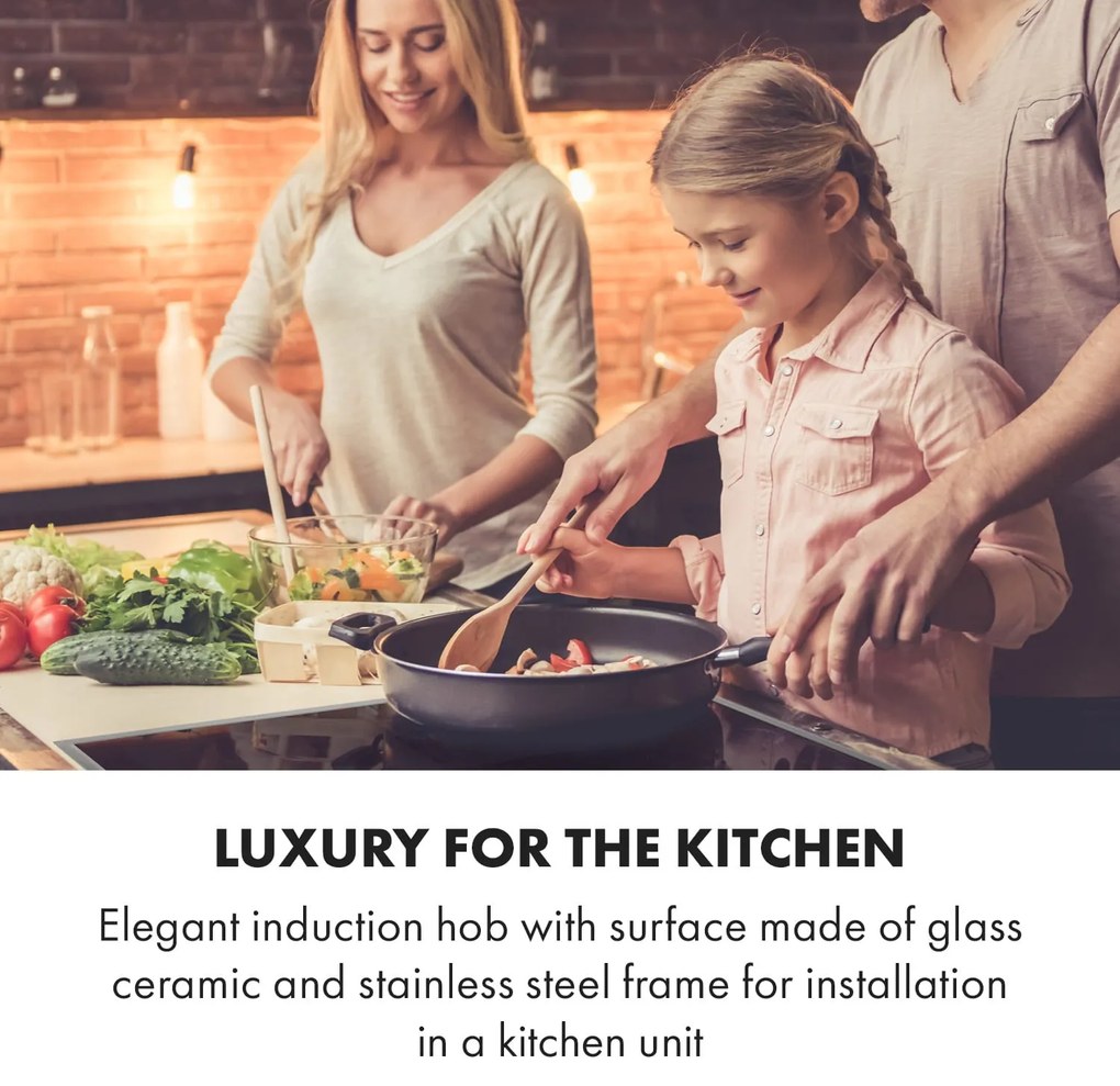 Klarstein Delicatessa 60 Hybrid Prime, indukčná varná doska, 7000 W, 4 zón, čierna