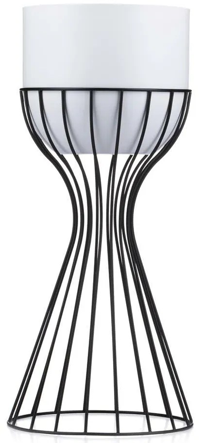 KOVOVÝ KVETINÁČ SO STOJANOM GLAM 46X20 CM BIELA/ČIERNA