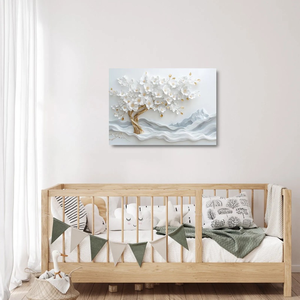 Sklenený obraz – 3D elegantný strom života (70x50 cm)