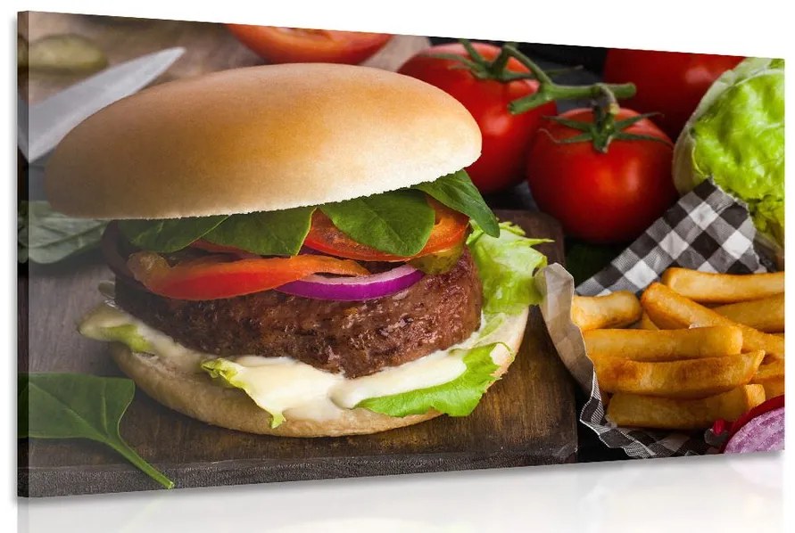 Obraz hamburger s hranolkami