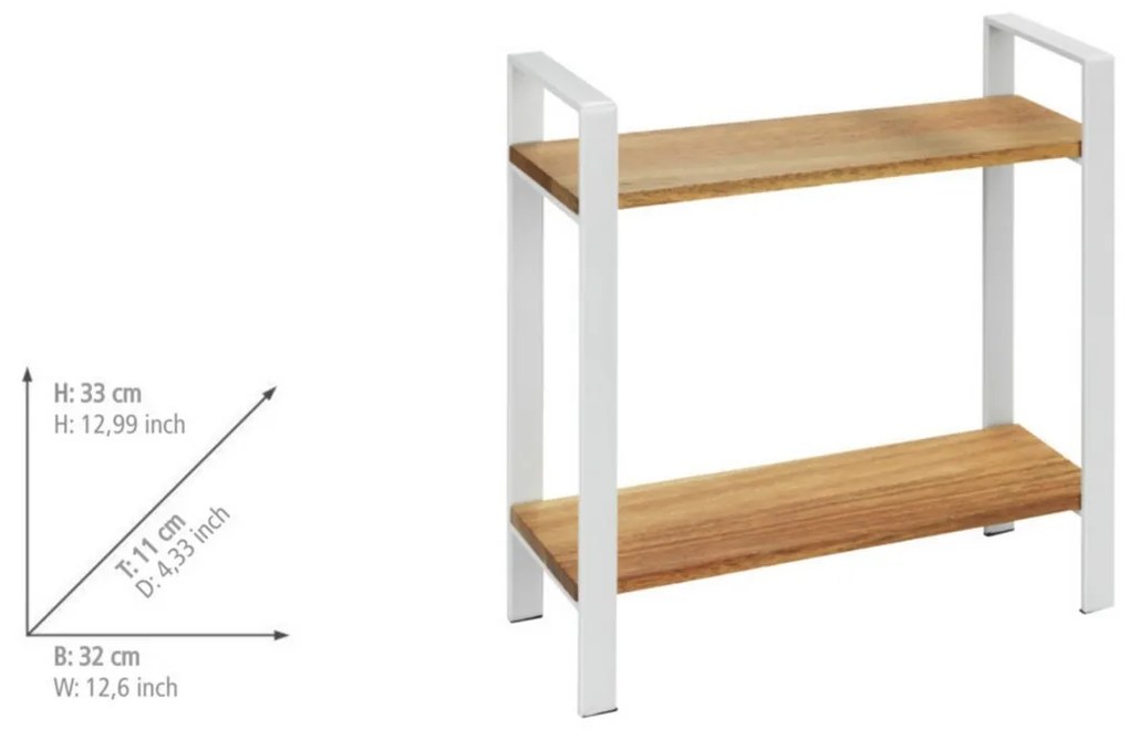 Wenko Kuchynská polica z akácie Louisa, 2 poschodia, 32 × 11 × 33 cm