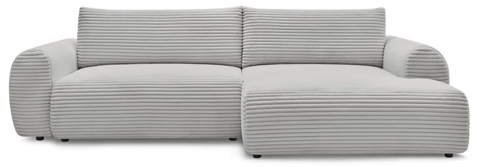 Svetlosivá menčestrová rozkladacia rohová pohovka (pravý roh) Lucien – Bobochic Paris