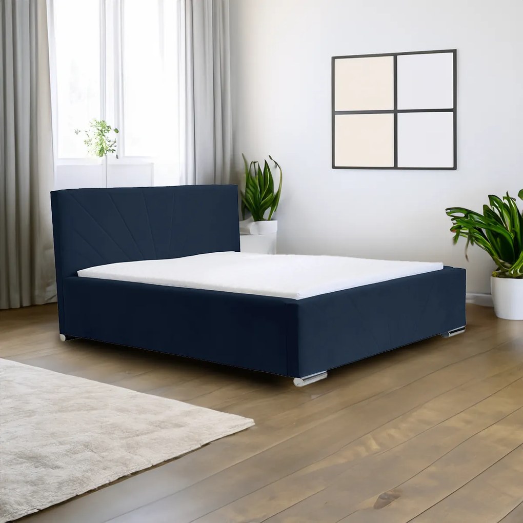 Čalúnená posteľ s úložným priestorom a matracom LEKS Námorník 180 x 200 cm