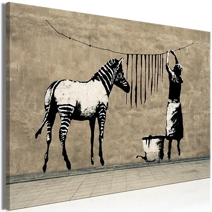 Artgeist Obraz - Banksy: Washing Zebra on Concrete (1 Part) Wide Veľkosť: 60x40, Verzia: Premium Print