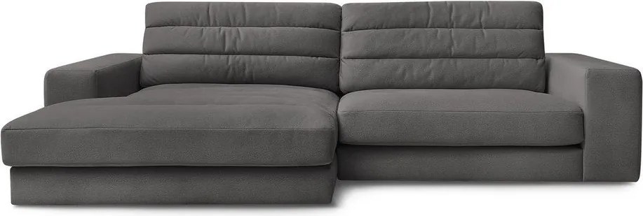 Antracitová zamatová rohová pohovka (ľavý roh/s leňoškou) Sierra – Bobochic Paris