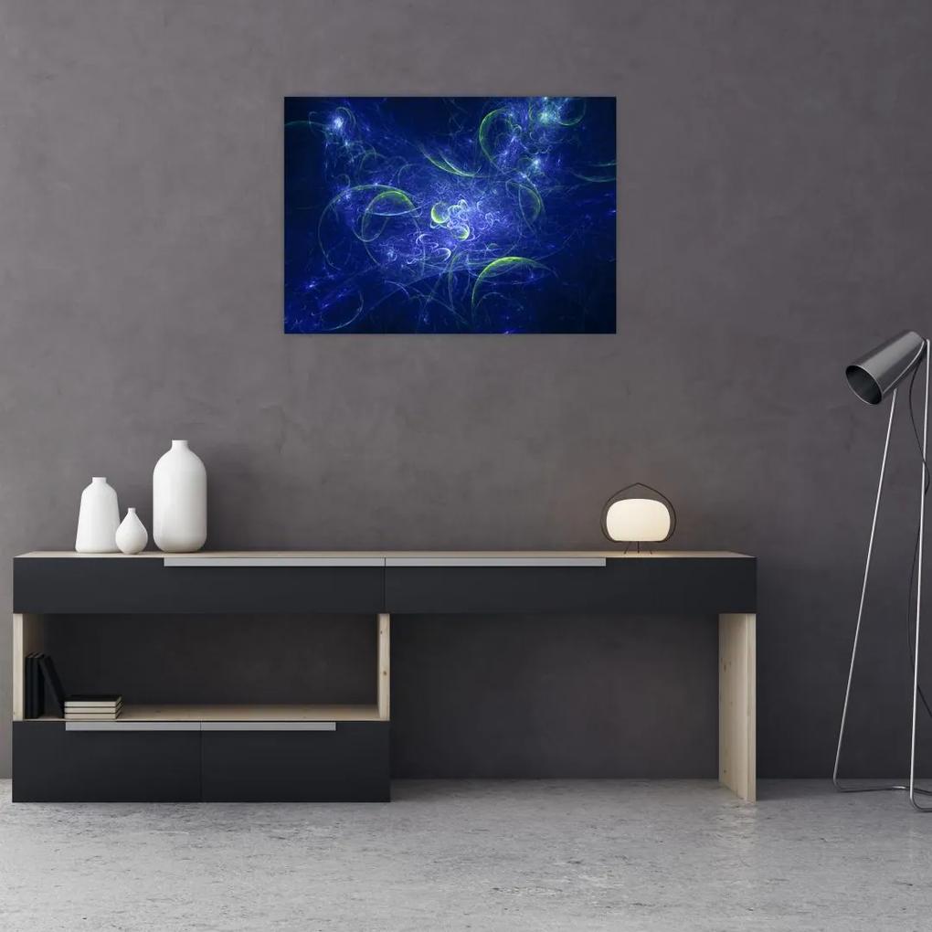 Sklenený obraz - modrá abstrakcia (70x50 cm)