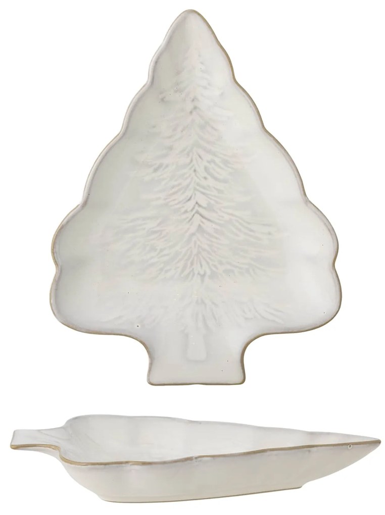 Bloomingville Kameninový servírovací tanier WINTER 22cm vianočný stromček prírodný