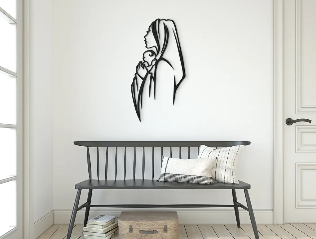 drevko Moderná nálepka Mária s Ježiškom Rozmer obrazu: 44,5 x 23 cm, Farba dekorácie: Čierna