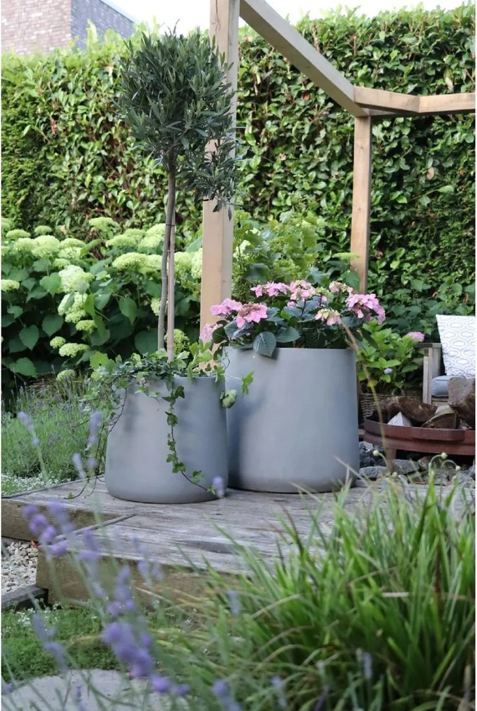 Kvetináč VEKRA, sklolaminát, výška 40 cm, betón-dizajn, šedý