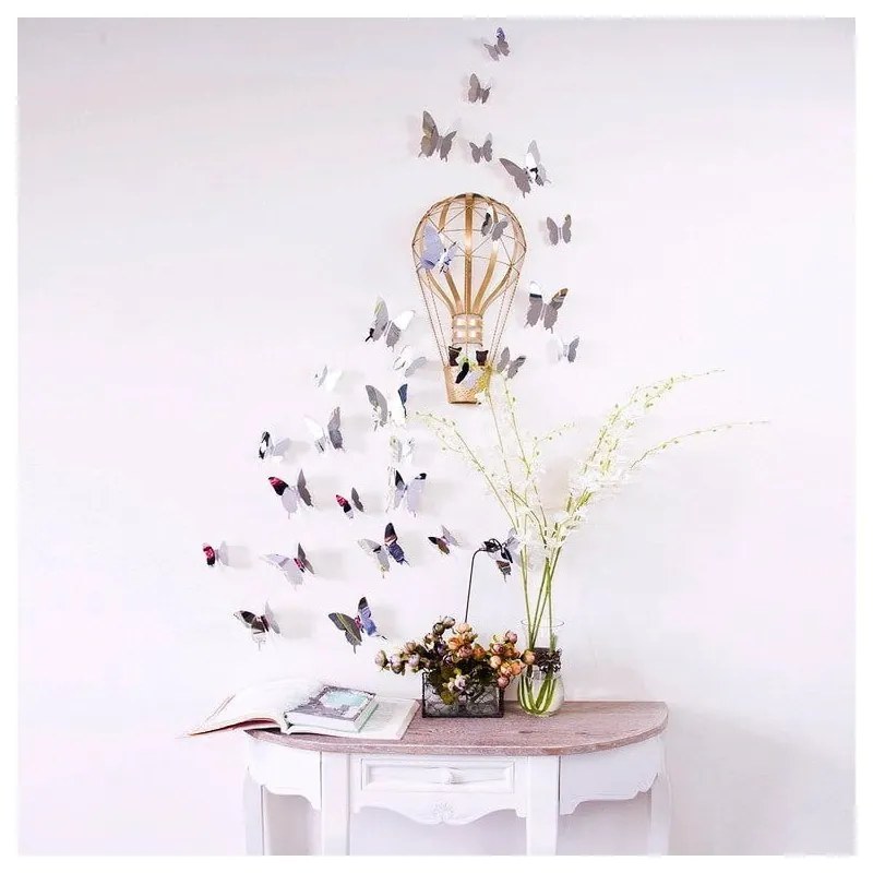 Sada 12 samolepiek s 3D efektom Ambiance Mirror Butterflies