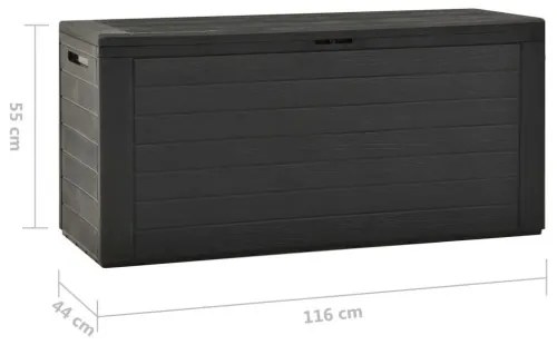 vidaXL Záhradný úložný box antracitový 116x44x55 cm-