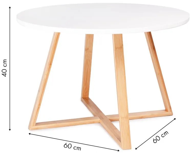 Moderný konferenčný stolík s okrúhlou doskou, 60 cm