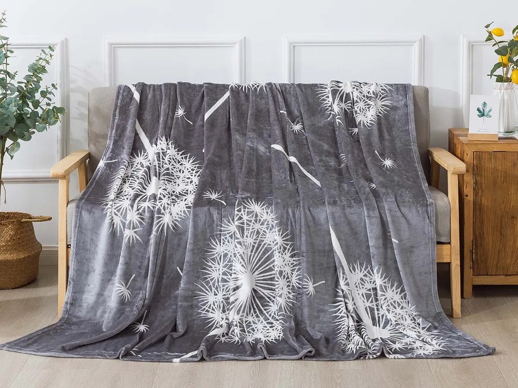 XPOSE® Mikroplyšová deka PÚPAVY - sivá 200x220 cm