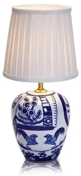 Modro-biela stolová lampa Markslöjd Goteborg, výška 33 cm