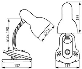 Stolná lampa s klipom Kanlux Suzi 07153 ružová