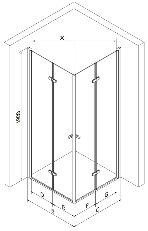 Mexen Lima Duo sprchovací kút 80 x 80 cm, 6mm sklo, číre sklo / chrómový profil, 856-080-080-02-00