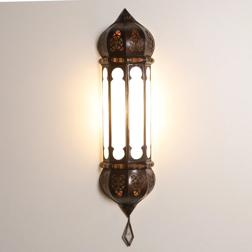 Marocká nástenná lampa Ruya mliečne sklo