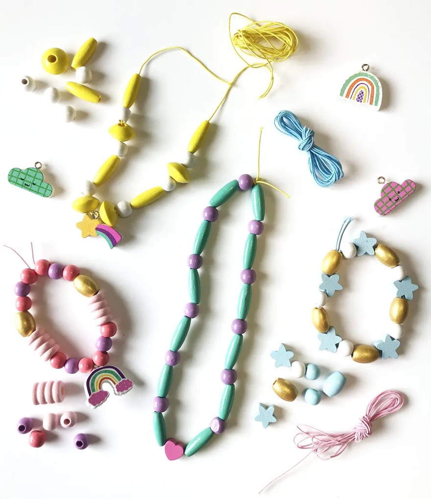 Drevené pastelové koráliky - Dúha, 330ks