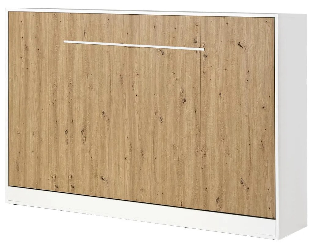 Sklápacia posteľ 120 Perfecto II (biela + dub + biela) (horizontálna) (bez osvetlenia). Akcia -20%. Vlastná spoľahlivá doprava až k Vám domov. 1128899