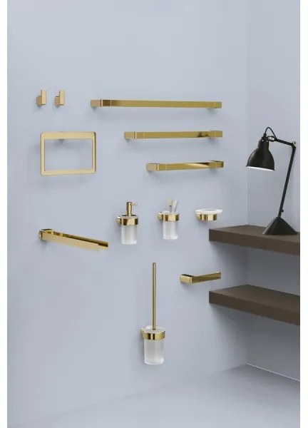 Gedy - Nástenná mydelnička PIRENEI, mliečne sklo/zlatá