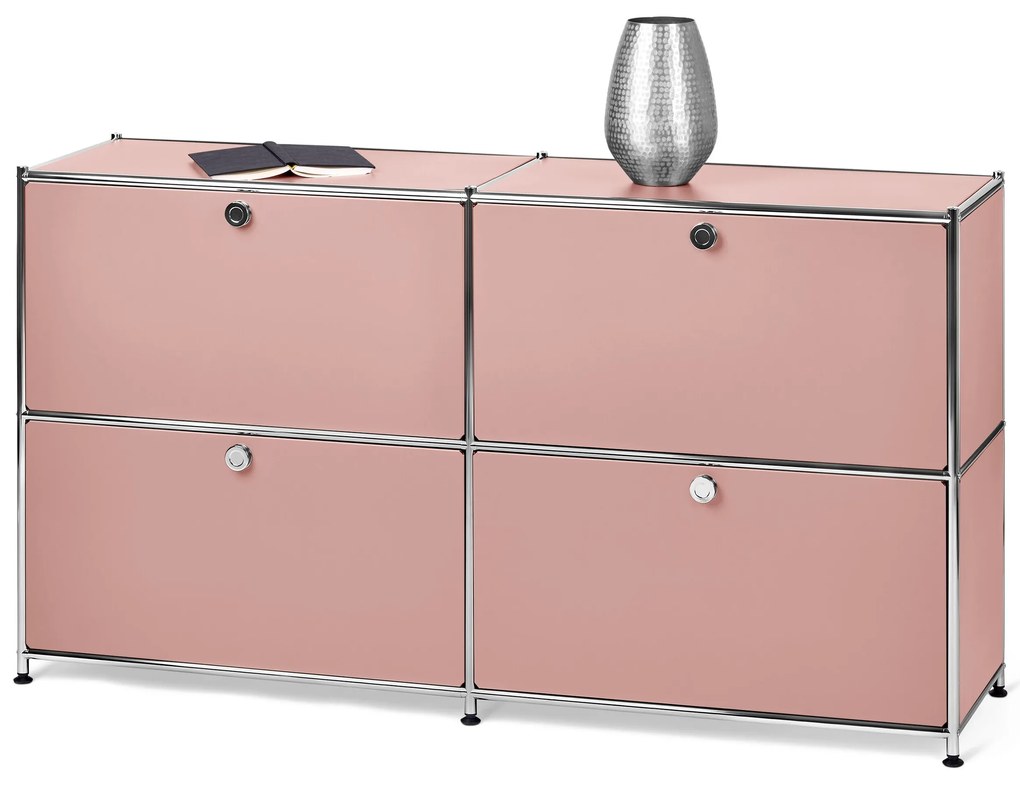 Kovová odkladacia skrinka »CN3« so 4 výklopnými priečinkami, staroružová