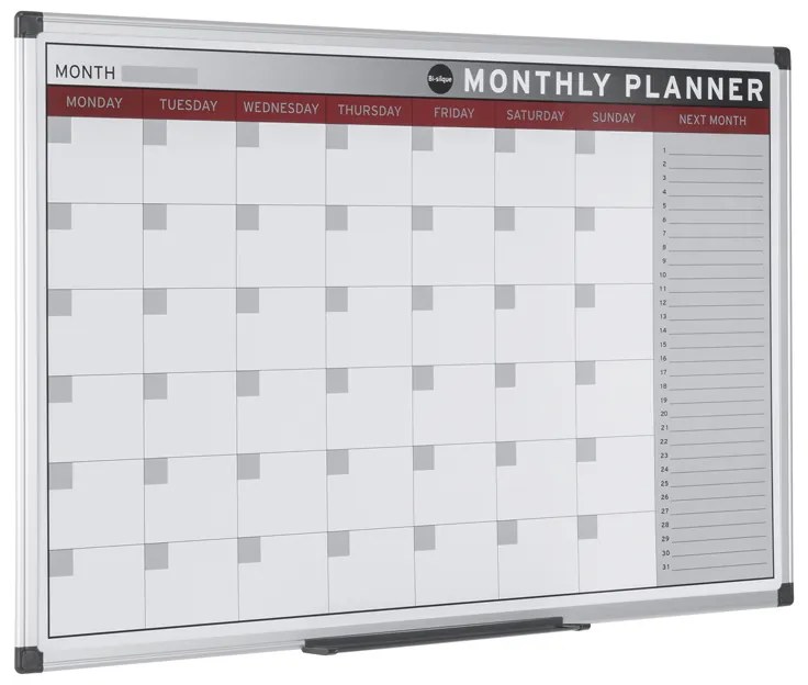 Mesačná plánovacia tabuľa, magnetická, 600 x 450 mm