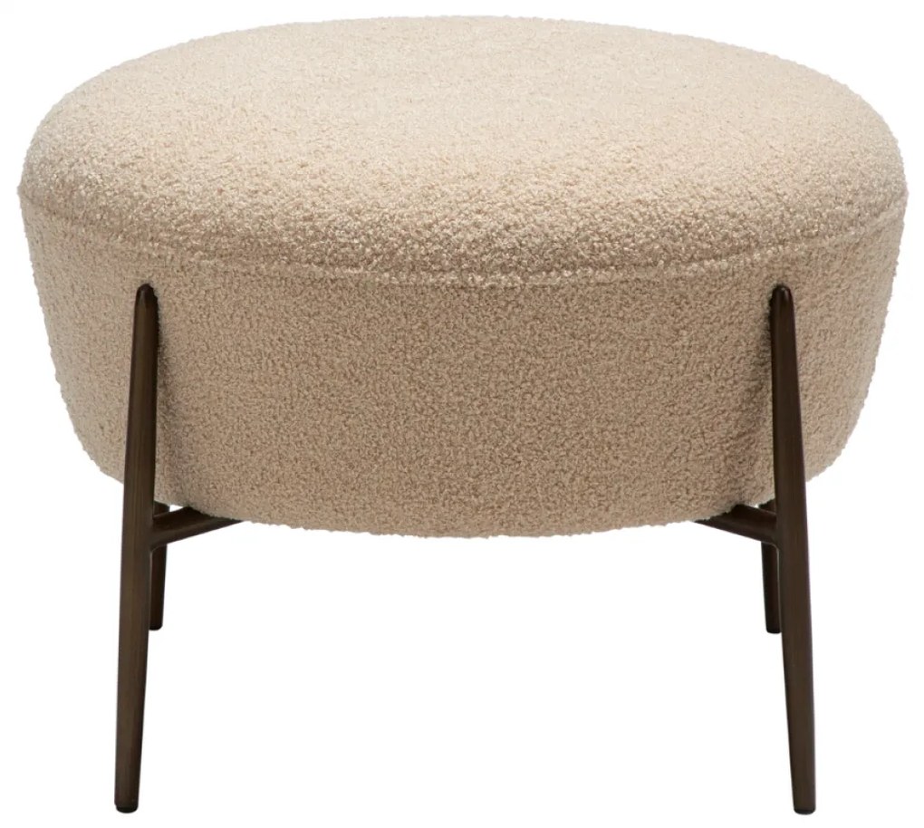 ORBIT TABURET almond bouclé/antique brass
