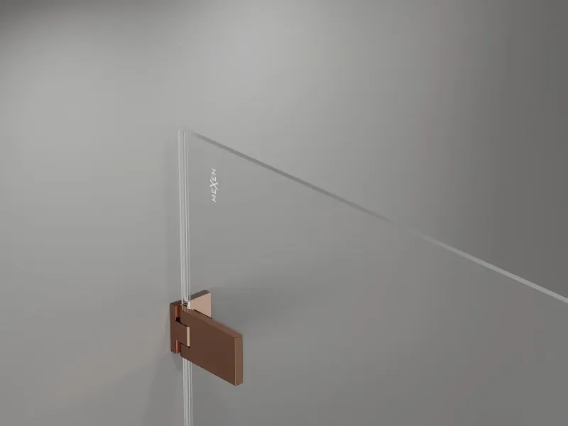 Mexen Lunar-F, 1-krídlový sprchový kút so skladacími dverami, ľavý, 100 x 80 cm, 8mm číre sklo, ružové zlato profil, 836-100-080-60-00-L