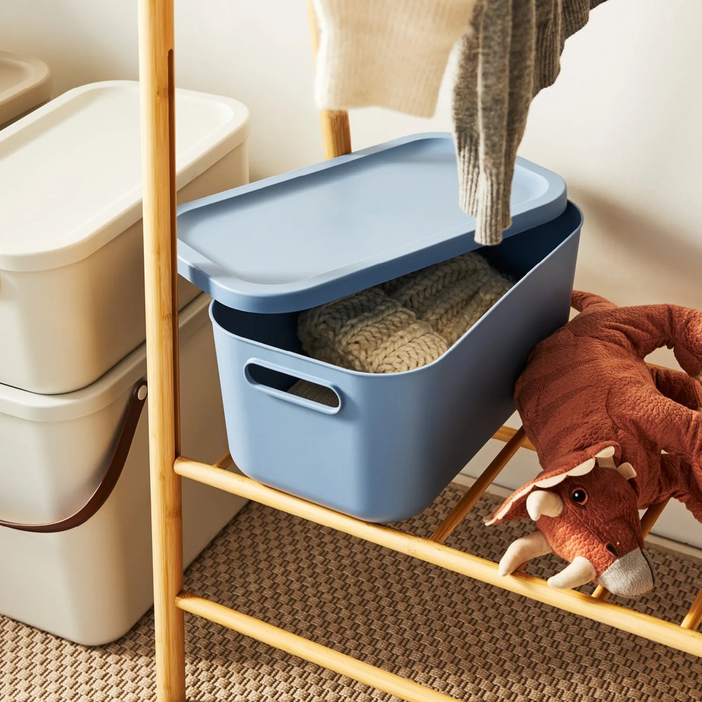 Rotho Úložný box, rovný s vekom, 12l, modrý ALBU LIGHT , 40x24x18