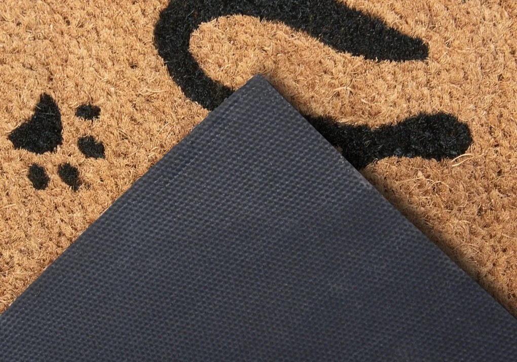 Hanse Home, Rohožka Welcome (mačka) 105666 – na von aj na doma, 45x75, hnedá, chodba / predsieň