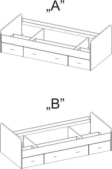 Posteľ so zásuvkami Boro 2, 90x200 cm