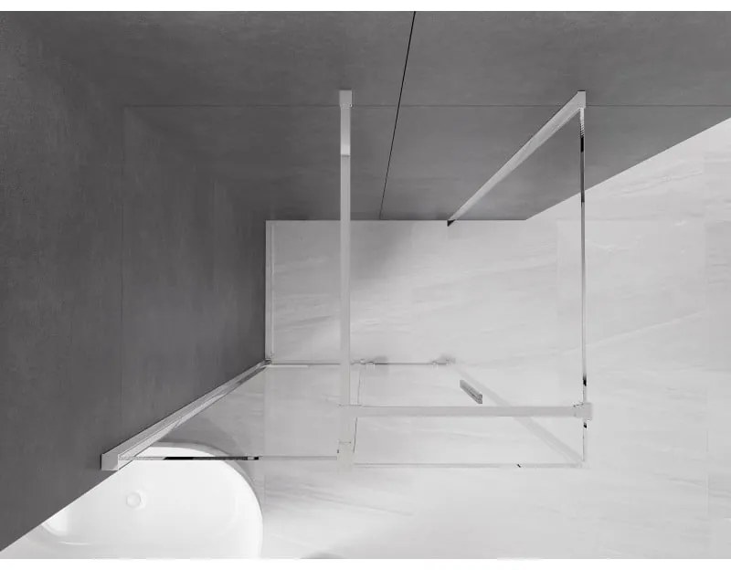 Mexen Velar, sprchový kút s posuvnými dverami 100(dvere) x 75(stena) cm, 8mm číre sklo, chrómový profil, 871-100-075-01-01