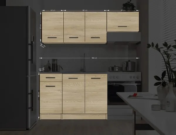 Kuchynská linka PATRICIA 180 cm dub
