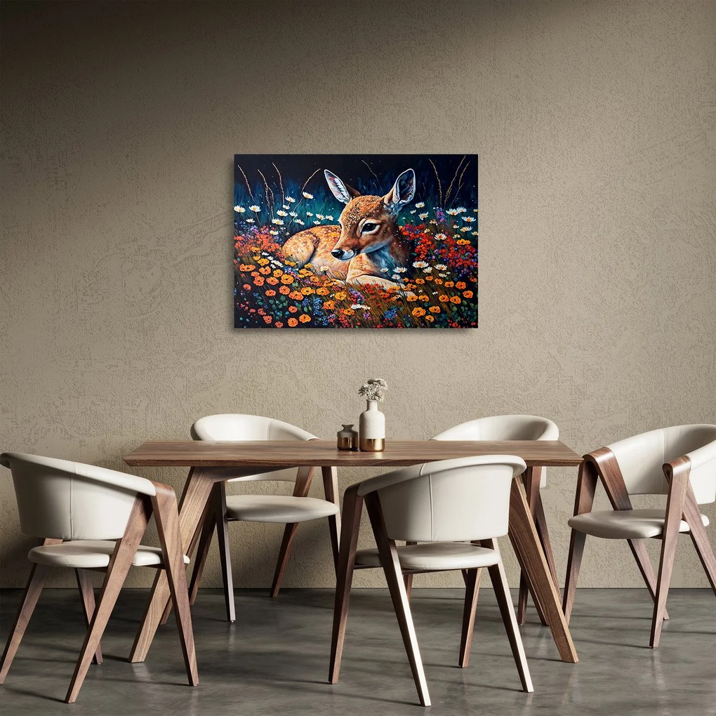 Sklenený obraz - Maľované srne (70x50 cm)