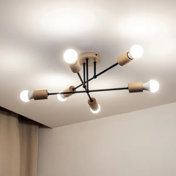 Prisadený luster CAMBRIDGE 6xE27/15W/230V borovica