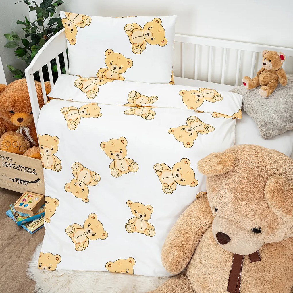 4Home Detské bavlnené obliečky do postieľky Teddies, 100 x 135 cm, 40 x 60 cm