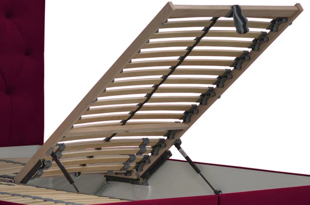 Posteľ Amy 180x200 cm, vínovo červená látka