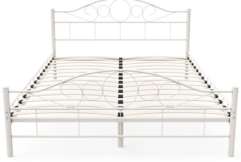 Kovový posteľový rám s lamelami v rôznych veľkostiach a farbách, 160x200 cm, Mimi, biely