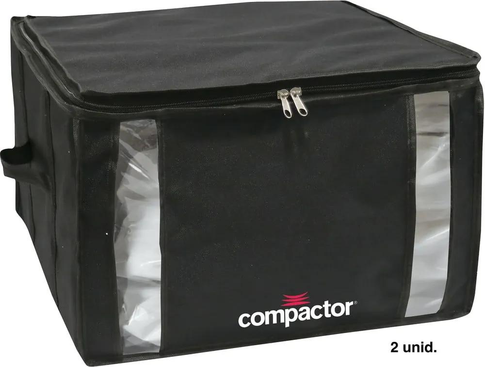 Čierny úložný box na oblečenie Compactor XXL Black Edition 3D Medium, 125 l