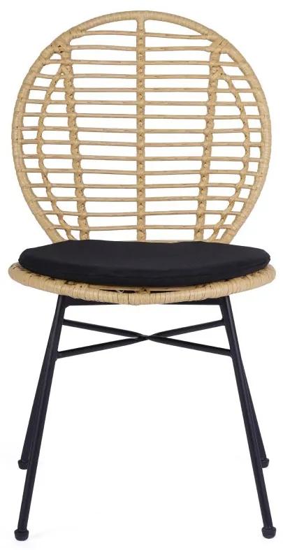 Jedálenská stolička PATRICIA — umelý ratan, prírodná / čierna