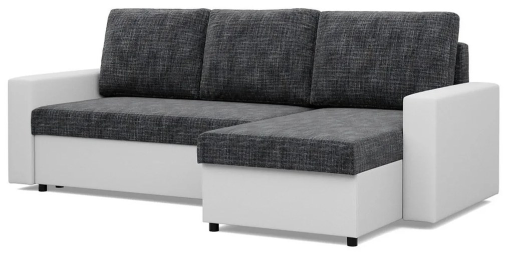 Rohová rozkladacia sedacia súprava LUNA Sivá/biela I