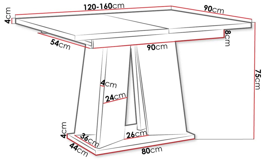 Rozkladací jedálenský stôl 120 cm Jeremias (sivá + biela) (pre 4-6 osôb). Vlastná spoľahlivá doprava až k Vám domov. 1105345