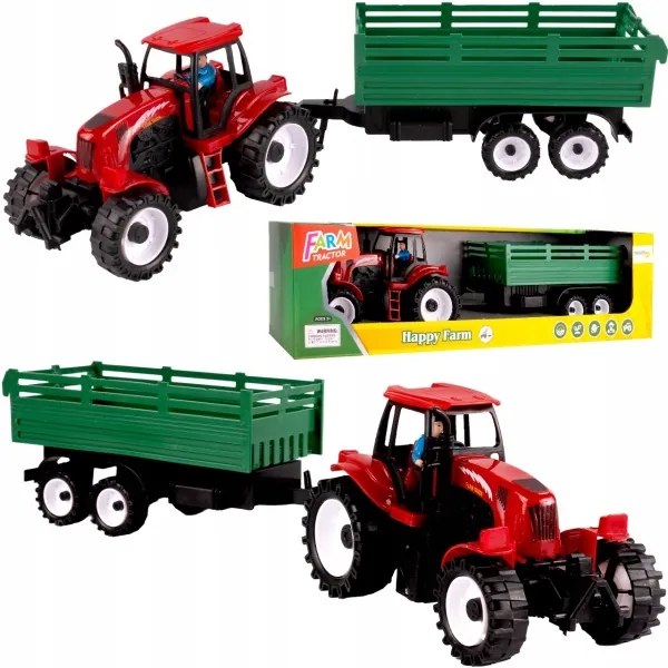 TRAKTOR FARMÁRSKY 47cm S ODNÍMATEĽNÝM PRÍVESOM + FIGÚRKA FARMÁRE