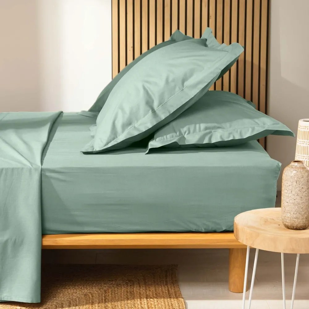 Svetlozelená napínacia plachta z Bio bavlny 140x190 cm Biolina – douceur d'intérieur