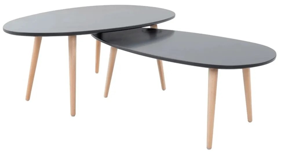 Konferenčné stolíky, set 2 ks, sivá/sivá, DOBLO