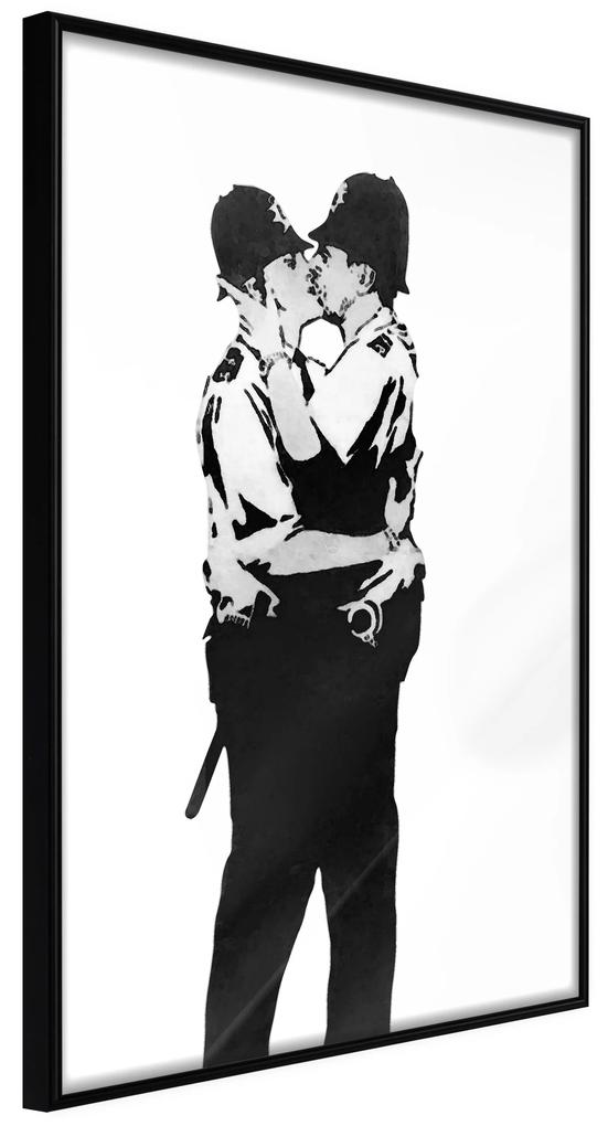 Artgeist Plagát - Kissing Coppers [Poster] Veľkosť: 20x30, Verzia: Čierny rám s passe-partout